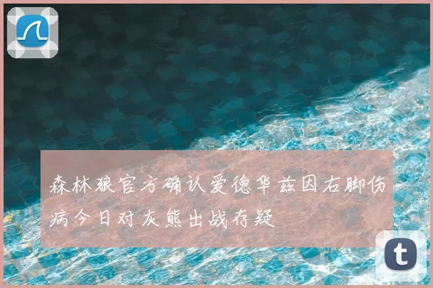 森林狼官方确认爱德华兹因右脚伤病今日对灰熊出战存疑
